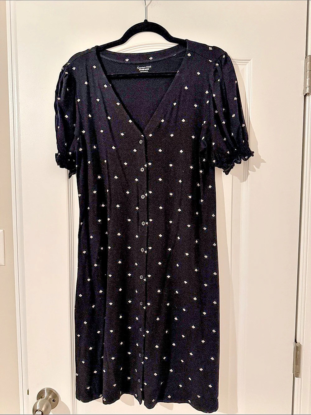 Garnet Hill Black & White Midi Dress Size Medium Like New